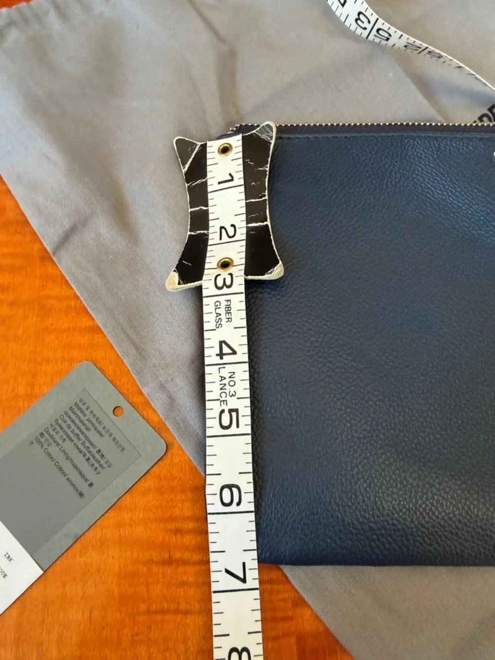 Zadig & Voltaire Navy Pebbled Leather Wristlet with Silver  Wing Logo - Picture 9 of 11